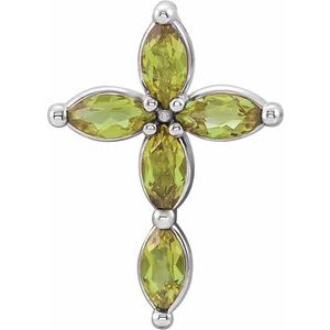 Natural Peridot Cross Pendant (Style R42377)