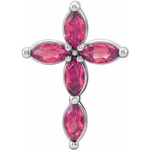 Natural Pink Tourmaline Cross Pendant (Style R42377)