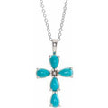 Natural Cabochon Turquoise Cross Necklace (Style R42378)