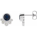 Natural Blue Sapphire And 1/8 Ctw Natural Diamond Earrings (Style 86777)