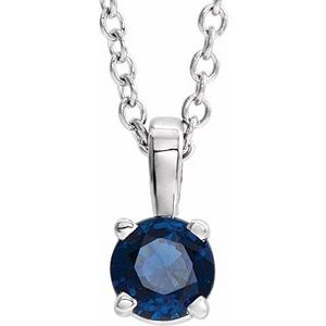 Natural Blue Sapphire Birthstone Pendant (Style 653498)