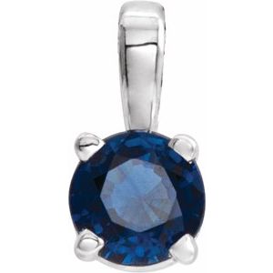 Natural Blue Sapphire Birthstone Pendant (Style 653498)
