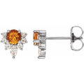 Natural Citrine And 1/6 Ctw Natural Diamond Earrings (Style 86950)
