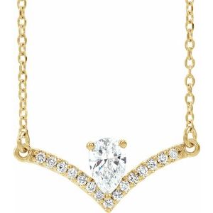 3/8 Ctw Natural Diamond V Bar Necklace (Style 86814)