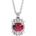 Natural Ruby And 1/3 Ctw Natural Diamond Necklace (Style 86970)