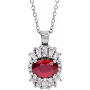 Natural Ruby And 1/3 Ctw Natural Diamond Necklace (Style 86970)