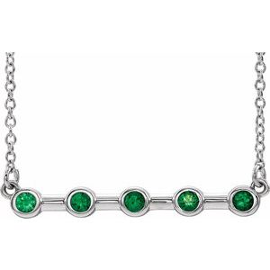 Natural Emerald Bar Necklace (Style 86840)