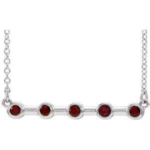 Natural Mozambique Garnet Bar Necklace (Style 86840)