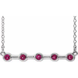 Natural Pink Tourmaline Bar Necklace (Style 86840)