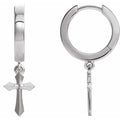 Sterling Silver 20.1 mm Cross Hinged Hoop Earrings