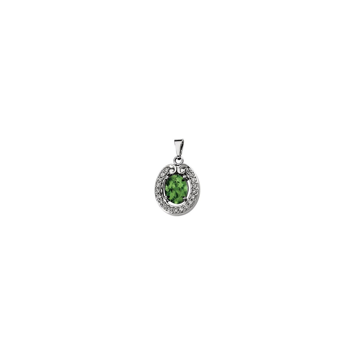 Natural Green Tourmaline And 1/5 Ctw Natural Diamond Pendant (Style 66165)