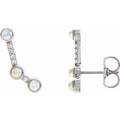 Natural Ethiopian Opal And .08 Ctw Natural Diamond Ear Climbers (Style 87021)