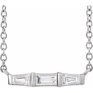 1/8 Ctw Natural Diamond Three-Stone Bar Necklace (Style 87000)