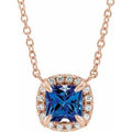 Natural Blue Sapphire And .05 Ctw Natural Diamond Necklace (Style 87002)