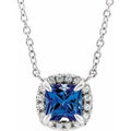 Natural Blue Sapphire And .05 Ctw Natural Diamond Necklace (Style 87002)