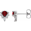 Natural Mozambique Garnet And 1/6 Ctw Natural Diamond Earrings (Style 86950)