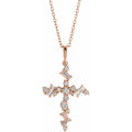 14K Rose 1/2 CTW Natural Diamond Scattered Cross 16-18" Necklace