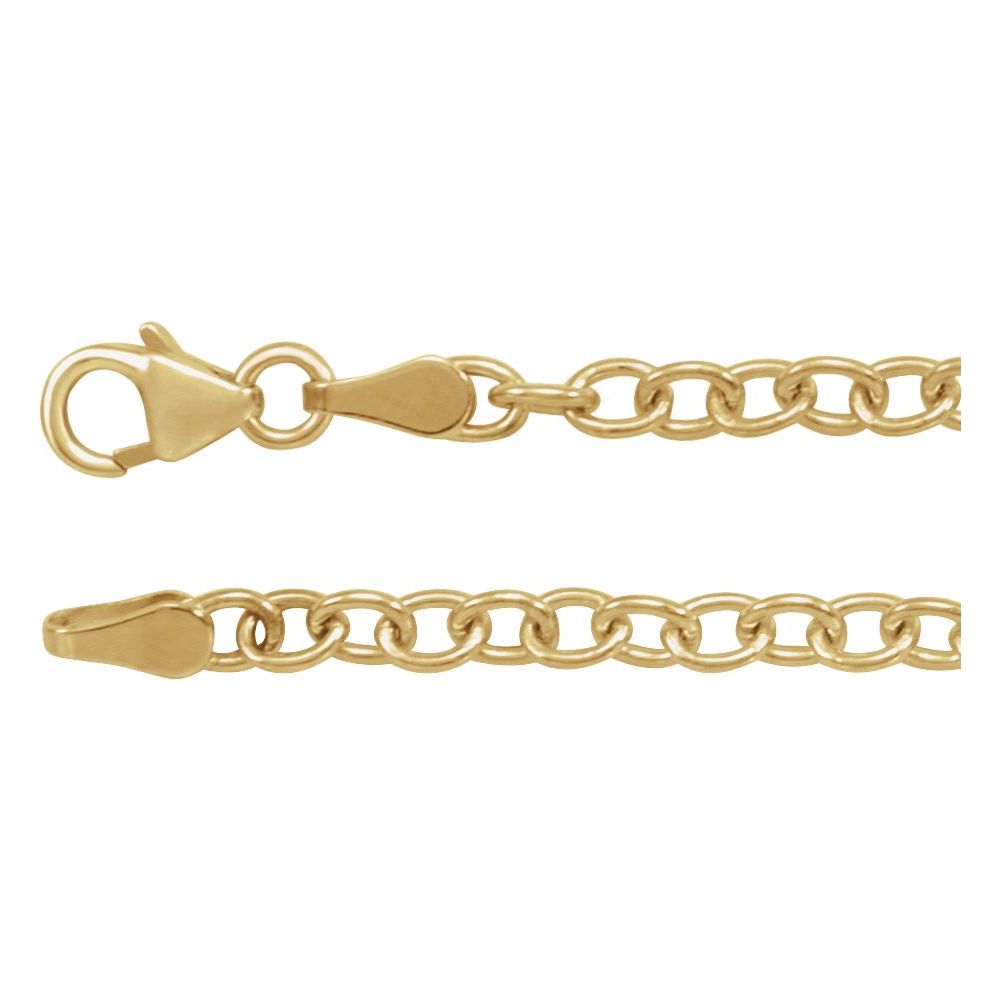 14K Yellow 3.25 mm Oval Cable 18" Chain