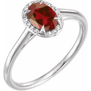 Natural Mozambique Garnet And .03 CTW Natural Diamond Ring (Style 71634)