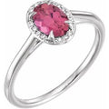 Natural Pink Tourmaline And .03 CTW Natural Diamond Ring (Style 71634)