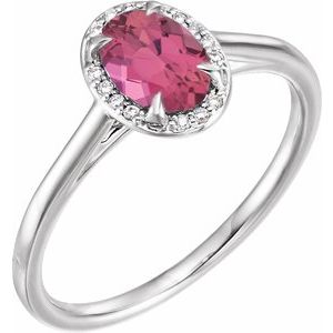 Natural Pink Tourmaline And .03 CTW Natural Diamond Ring (Style 71634)