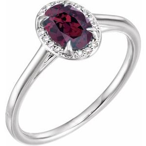 Natural Rhodolite Garnet And .03 CTW Natural Diamond Ring (Style 71634)