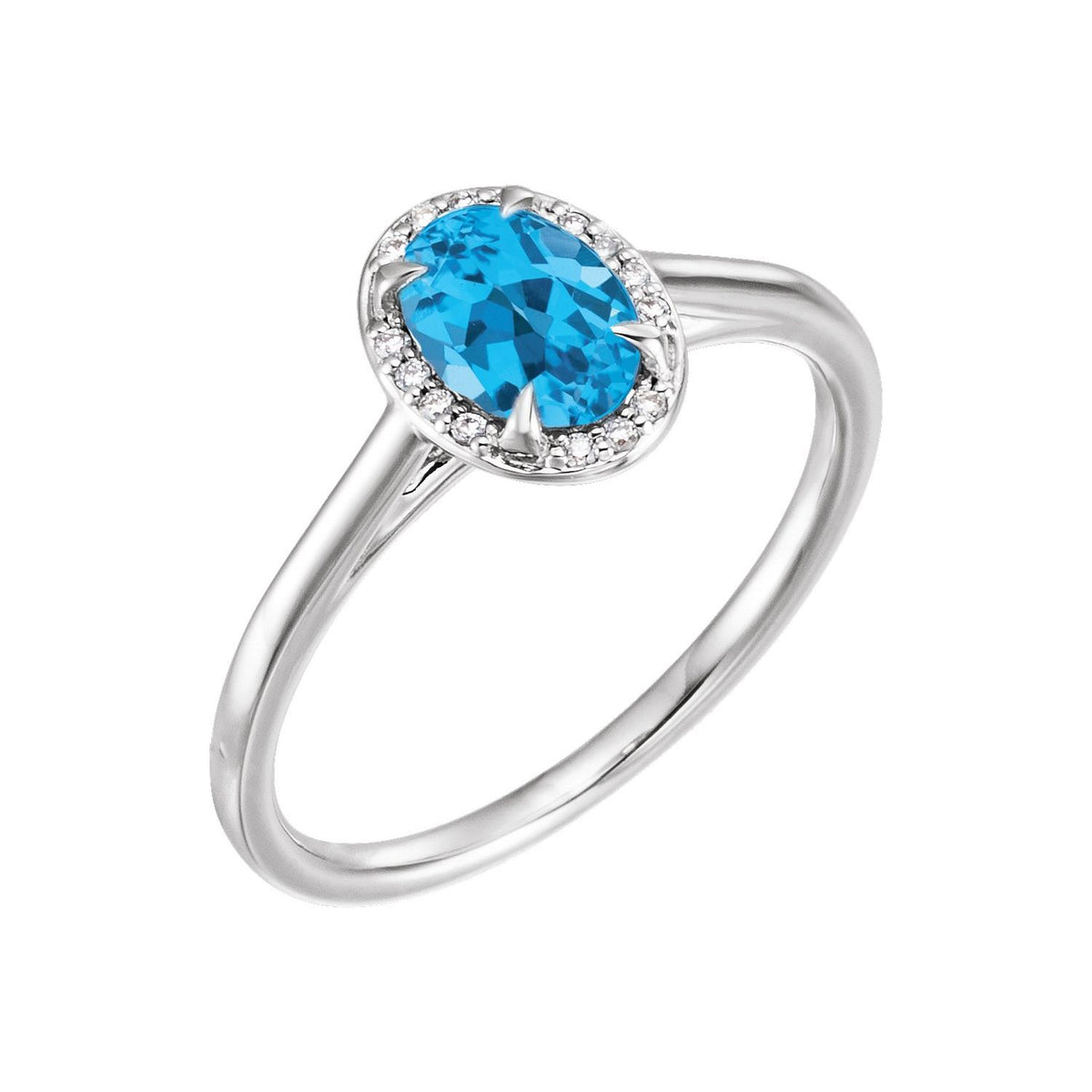 Natural Swiss Blue Topaz And .03 CTW Natural Diamond Ring (Style 71634)