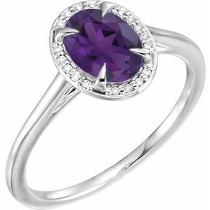 Natural Amethyst And .04 CTW Natural Diamond Ring (Style 71634)