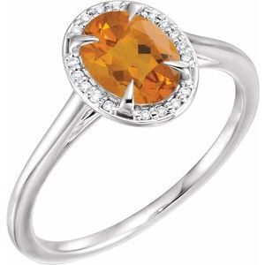 Natural Citrine And .04 CTW Natural Diamond Ring (Style 71634)