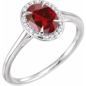 Natural Mozambique Garnet And .04 CTW Natural Diamond Ring (Style 71634)