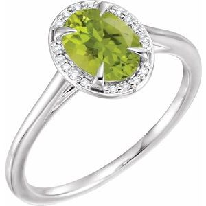 Natural Peridot And .04 CTW Natural Diamond Ring (Style 71634)