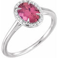 Natural Pink Tourmaline And .04 CTW Natural Diamond Ring (Style 71634)