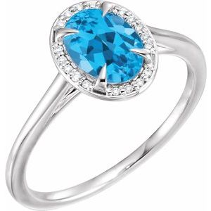 Natural Swiss Blue Topaz And .04 CTW Natural Diamond Ring (Style 71634)