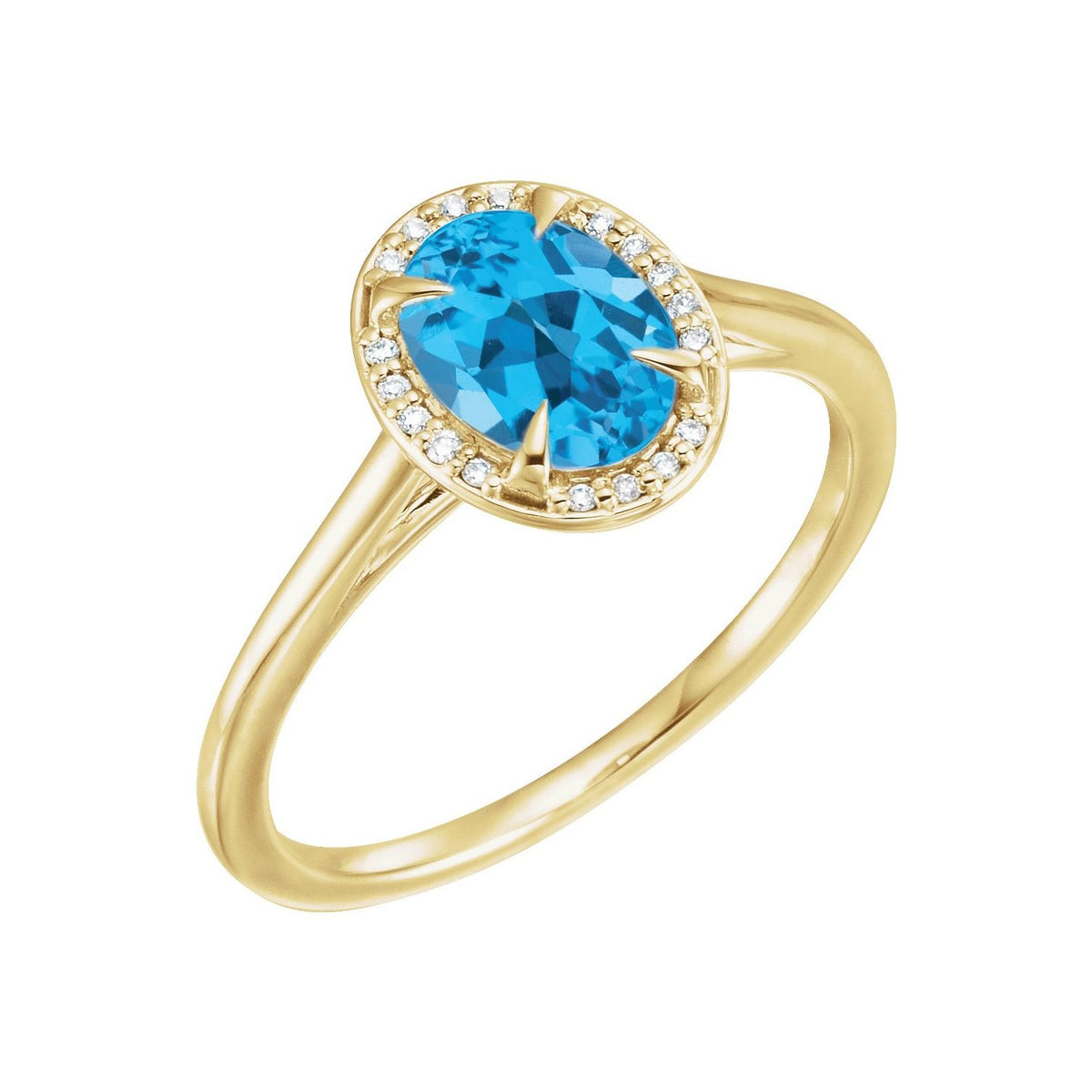Natural Swiss Blue Topaz And .04 CTW P Natural Diamond Ring (Style 71634)