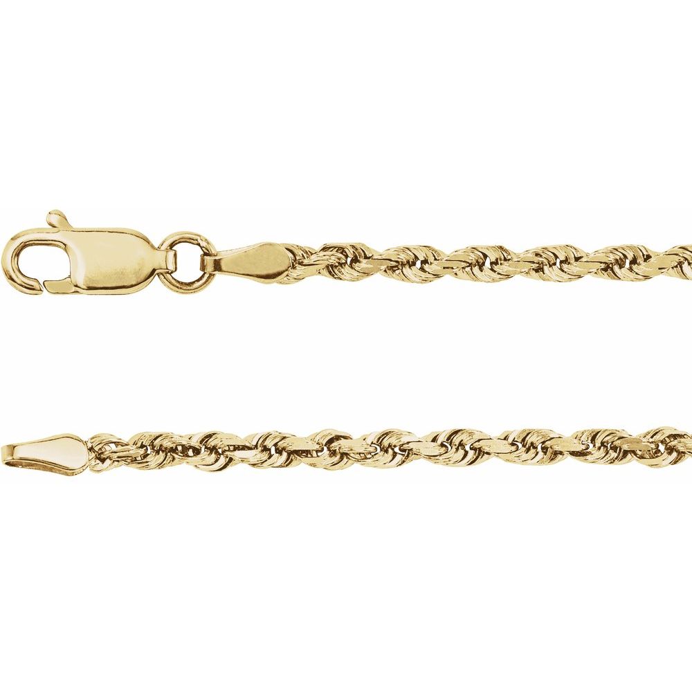 14K Yellow 2.5 mm Diamond-Cut Rope 18" Chain