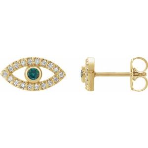 Natural Alexandrite And White Sapphire Earrings (Style 86884)