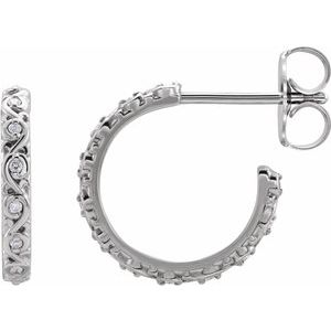 .06 Ctw Natural Diamond Sculptural J-Hoop Earrings (Style 87110)