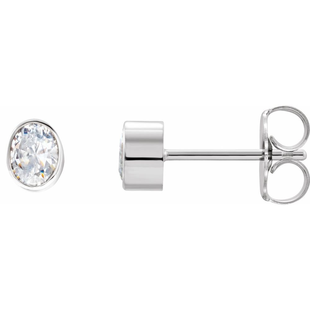 Oval Bezel-Set Stud Earrings