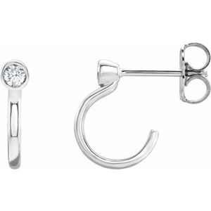 1/8 Ctw Natural Diamond J-Hoop Earrings (Style 86776)