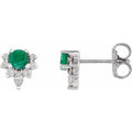 Natural Emerald And 1/6 Ctw Natural Diamond Earrings (Style 86950)