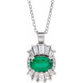 Natural Emerald And 1/3 Ctw Natural Diamond Necklace (Style 86970)