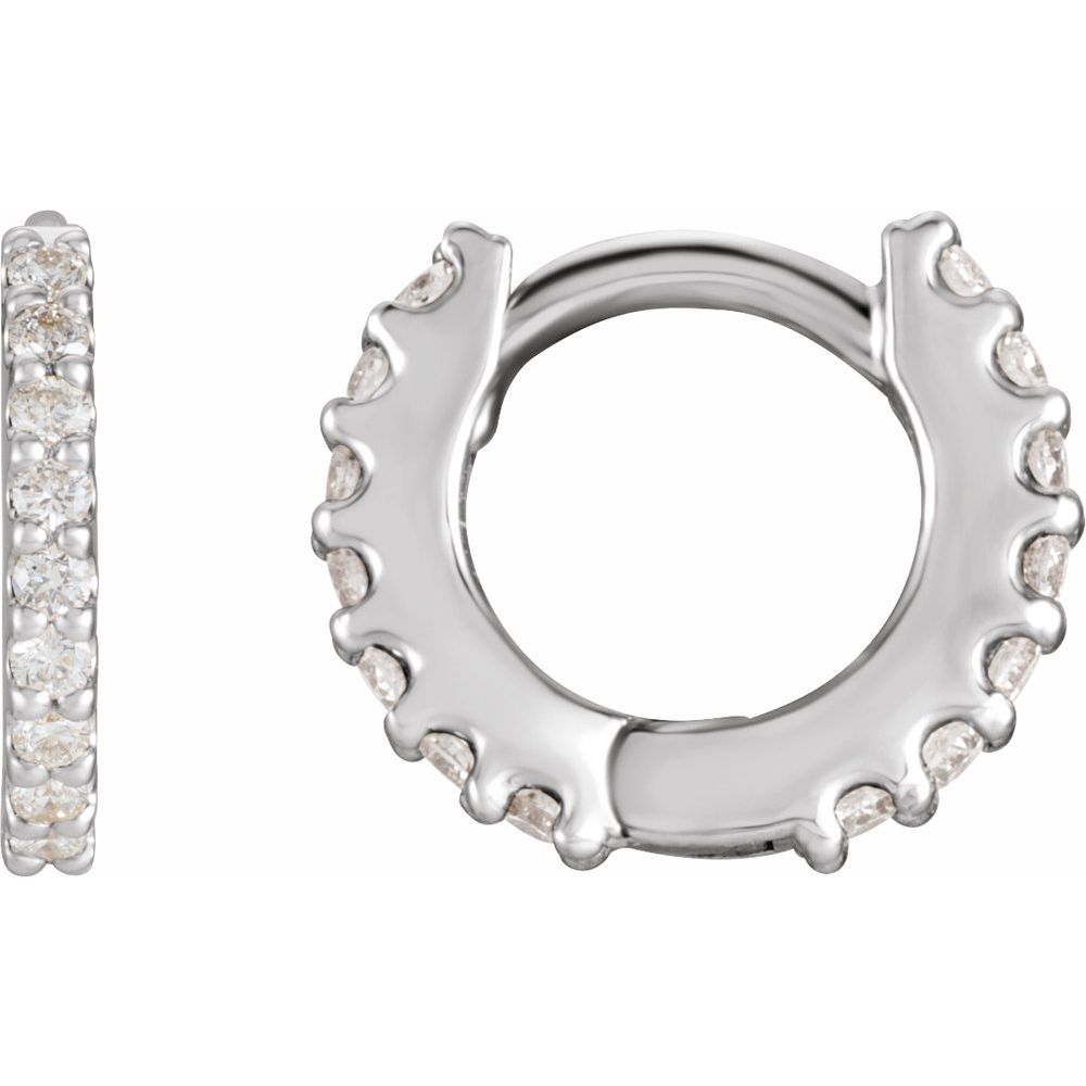 14K White Gold 1/4 CTW Natural Diamond 10.32 mm Hoop Earrings
