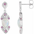 Natural Ethiopian Opal And Pink Sapphire Earrings (Style 87059)