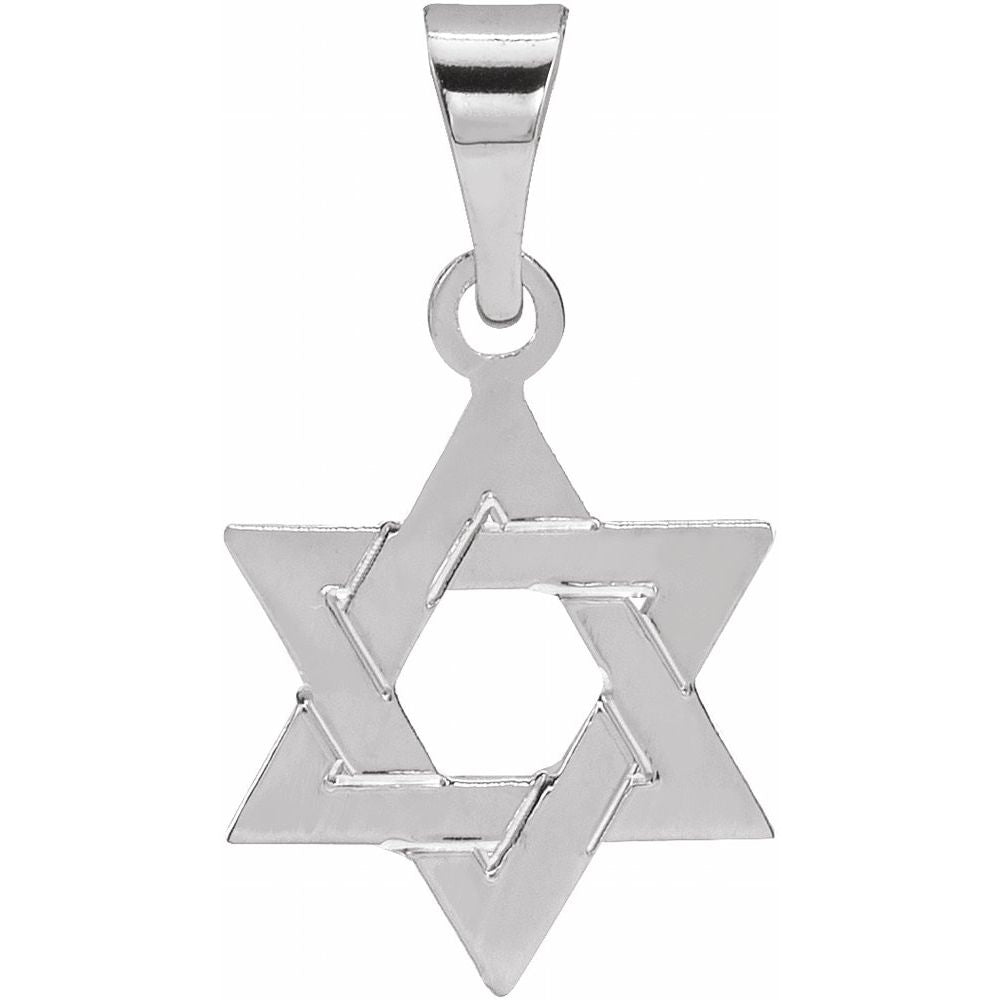 14K White 12x9 mm Star of David Pendant