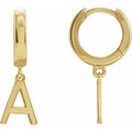 14K Yellow Gold Initial A Hinged Huggie Earring