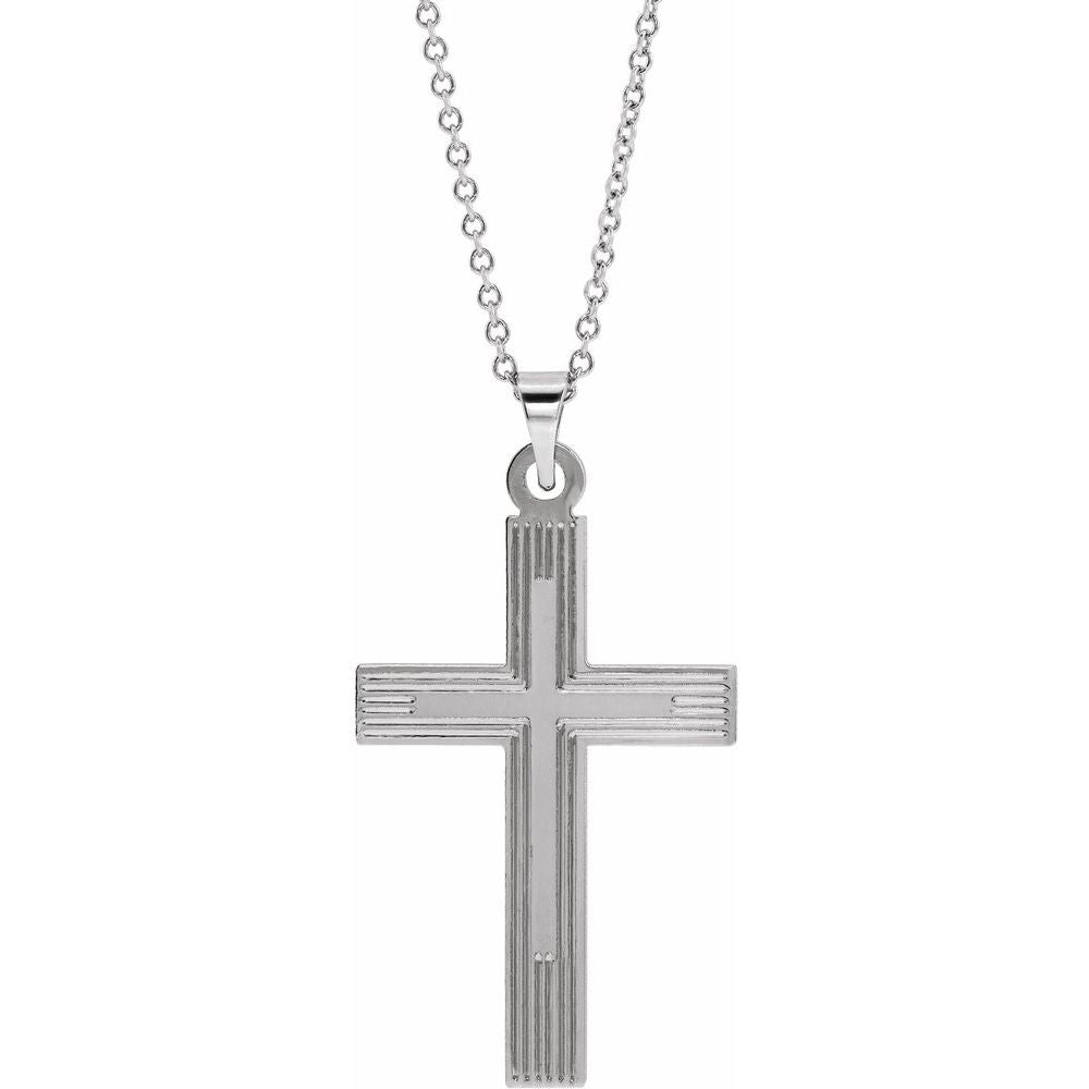 14K White Cross 18" Necklace