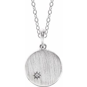.005 Ct Natural Diamond Engravable Necklace (Style 86491)