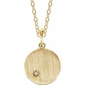 .005 Ct Natural Diamond Engravable Necklace (Style 86491)