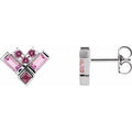 Pink Multi-Gemstone Cluster Earrings (Style 87168)