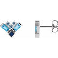 Blue Multi-Gemstone Cluster Earrings (Style 87168)